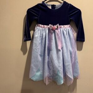 Velvet and Tulle Dress with Floral Accent